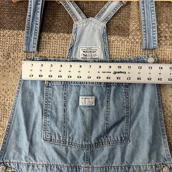 Levis Two Horse Brand Denim Shortalls Overalls Light Wash Cotton Womens XL - Picture 6 of 10